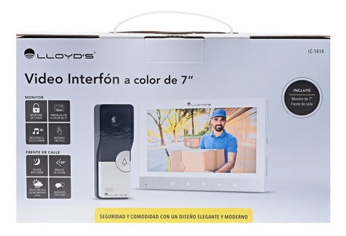 Video Interfón Con Monitor A Color 7 Pulgadas Vision 120° Blanco/negro