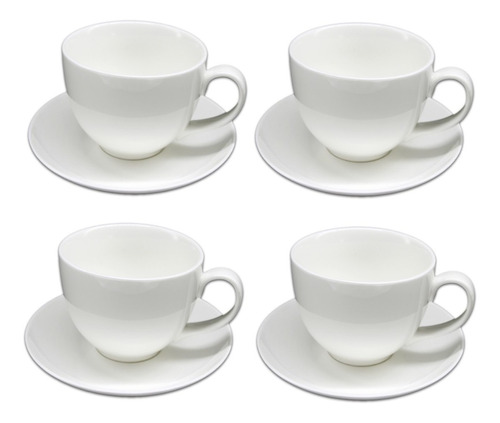 Taza Desayuno 450 Ml Con Platillo Cerámica Goldsky Kit X4