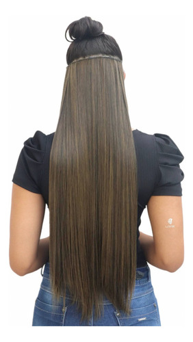 Extensão De Cabelo Tic Tac P/mega Hair Fibra Organica 150gr Cor Liso: Preto Com Mechas Mel 1/27