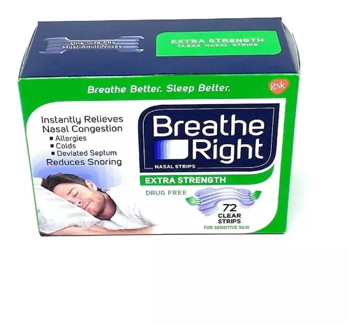 Tiras Nasales Breathe Right Extra Clear Pack 72 Unds