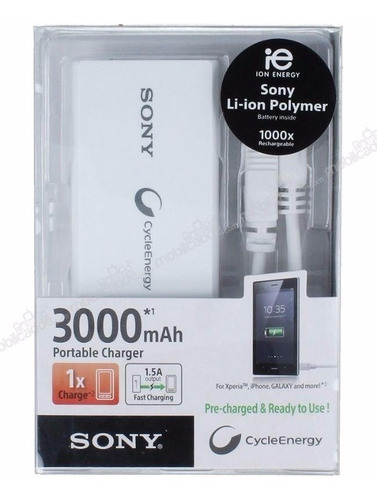 Imagen 4 de 8 de Cargador Portatil Sony 3000 Mah Power Bank Cp-v3a