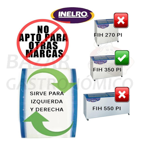 Repuesto Tapa Vidrio Por Unidad Curvo Freezer Inelro 350 Pi