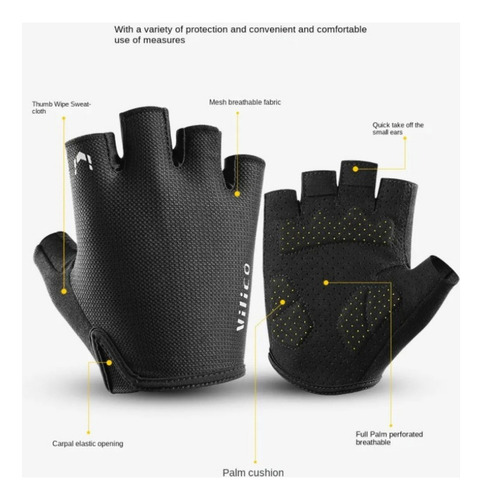 1 Par De Guantes Para Levantamiento De Pesas Con Medio Dedo