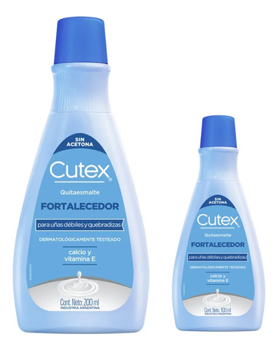 Kit Cutex Quitaesmalte Fortalecedor 200 Ml + 100 Ml