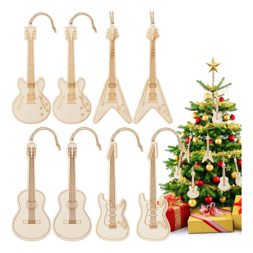 Guitarra Madera Decoracion Navidad Instrumento Musical