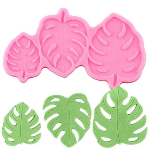 Molde Silicona Hoja Monstera 3 Tamaños Fondant Porcelana