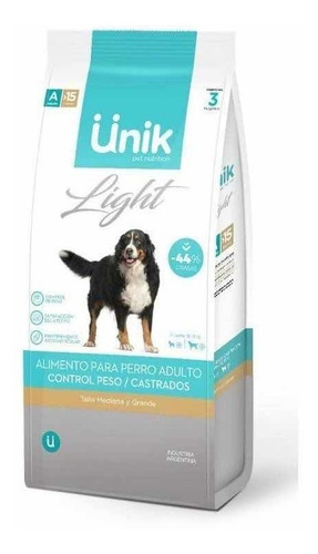 Alimento Unik Light Adulto Talla Mediana Y Grande X3kg