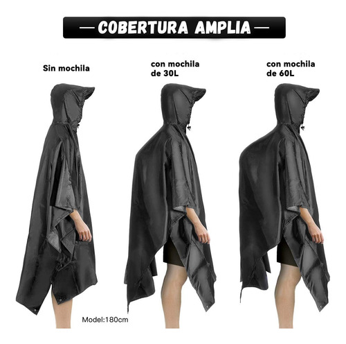Ruiyue 3 En 1 Poncho De Lluvia Impermeable, Con Capucha,