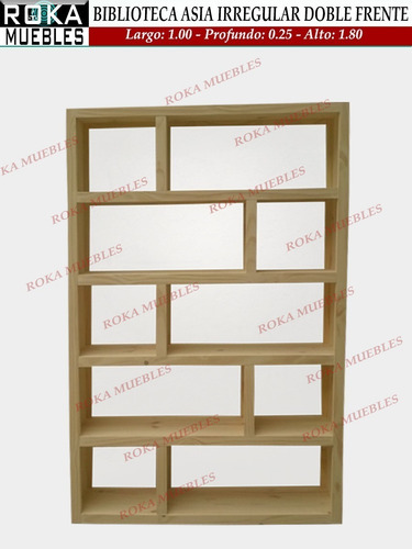 Imagen 2 de 3 de Biblioteca Asia Irregular Doble Frente 100x25x180 Roka