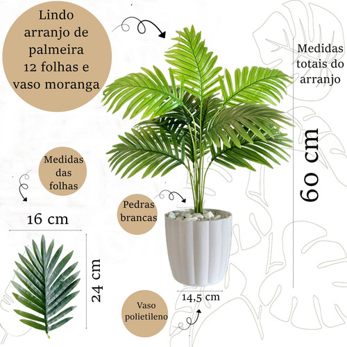 Palmeira Artificial Com Vaso Polietileno Decora Casa Mesa