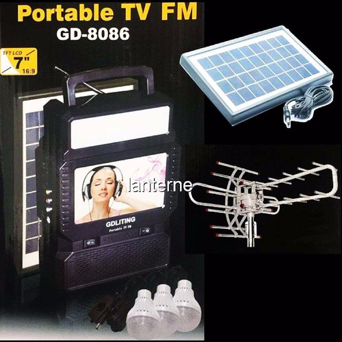 Televisor Portable Solar Con Kit De Iluminacion