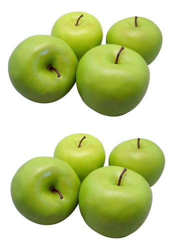 8 Manzanas Verdes Artificiales Grandes Y Frutas