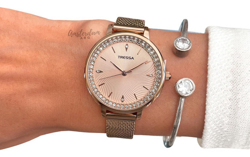 Reloj Tressa Dama Mod Nell-g Malla Tejida Malla Rose Fondo Rose