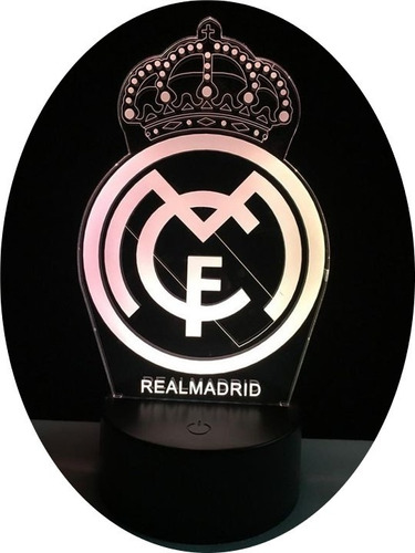 Lámpara De Escritorio Led 3d Real Madrid Usb Escudo Futbol