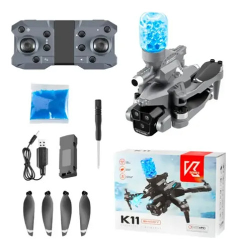 Dron K11 Max Shoot Triple Cámara Dispara Bolitas Hidrogel Negro