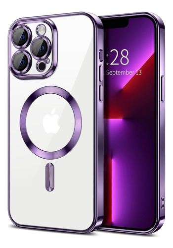 Funda Iphone 15 Pro Compatible Magsafe Protector De Cámara Violeta Magsafe Violeta