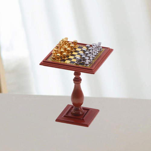 Juego De Ajedrez En Miniatura Para Casa De Muñecas, Mesa De