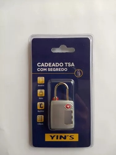 Cadeado Tsa 4 Segredos P/ Mala Bolsa Mochila Yin's Cor Prata