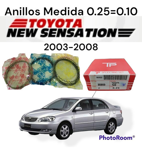 Anillos Toyota Corolla New Sensación Medida 0.25=0.10