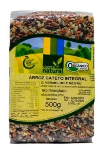 Arroz Cateto Integral/vermelho/negro Org Coopernatural 500g