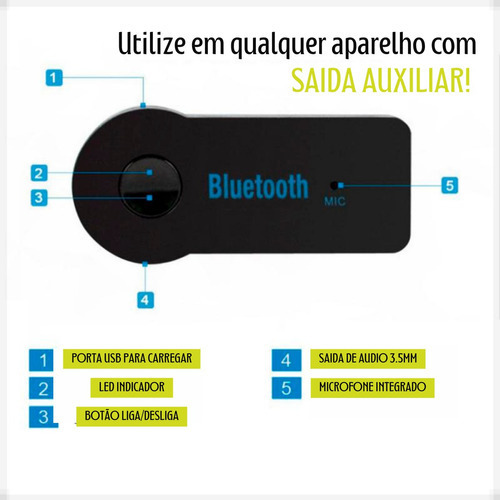 Adaptador Receptor Bluetooth Automotivo 2 Em 1 3.5mm