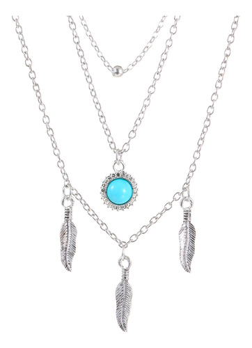 Collar Turquesa Con Colgante Hoja De Girasol