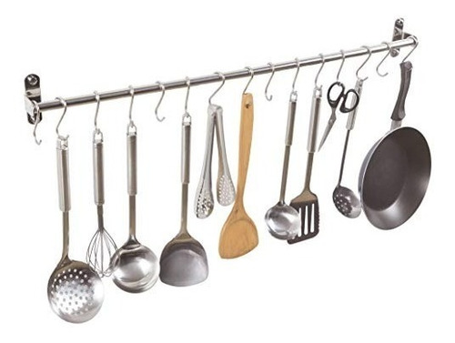 Optima Products utensilios de cocina 12 ganchos para colgar en la pared para utensilios de cocina SUS 304, acero inoxidable sólido soporte de baño . 