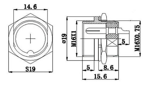 5 Par Conector Mike Circular Gx16 2 Vias Para Painel E Cabo
