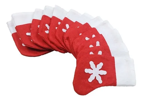 10 Unids Calcetines Navideños Decorativos Navidad Copo Nieve