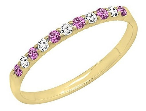 Dazzlingrock Colección 14k Ronda De Zafiro Rosa Y Blanca De 