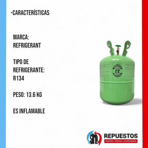 Garrafa Gas Refrigerante R22 13.6kg Refrigerant Heladeras