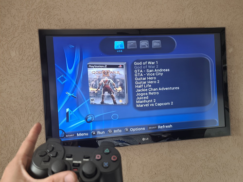 Playstation 2 Fat C/ Hd Configurado Lotado De Jogos Ps2 Fat Com Hd Cheio De Conteudo! Preto (Usado)