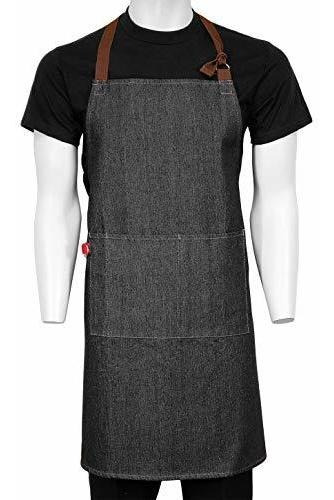 Chefscloset Unisex Allentown Denim Bib Apron, Black