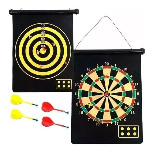 Juego De Dardos Magneticos X4 Tablero 36 X 31 Cm Reversible