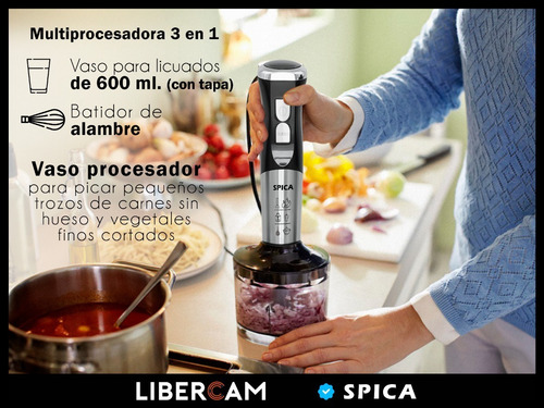 Imagen 7 de 10 de Mixer Minipimer Multiprocesadora Spica Sp-640 Batidora