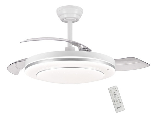 Ventilador De Techo 88w 3 Tonos Luz Y 6 Velocidades Jwj Estructura Plateado Aspas Transparente Diámetro 1.075 M Material De Las Aspas Plástico