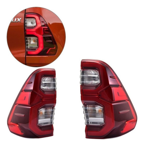 Par Lanterna Traseira Led Drl Transparente Toyota Hilux 2022