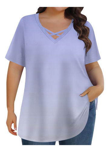 Blusas De Manga Corta Con Estampado De Verano De Talla Grand