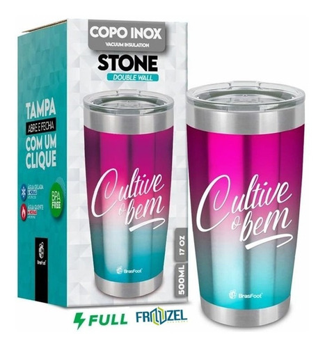 Copo Térmico Stone 500ml - Cultive O Bem - Brasfoot