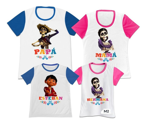 Camiseta Set 4 Familia Papa Mama Hijo Coco Personalizada