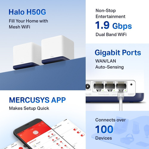 Wi-fi Mesh Mercusys Halo H50g Ac1900 Doble Banda (2-pack)
