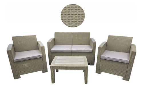 Juego De Living Jardin Exterior Rattan 3 Sillones + Mesa Rc