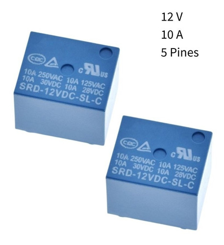 Relé 12 V 10 A Pcb 5 Pines Power Relay Srd-12vdc-sl-c Pack-2