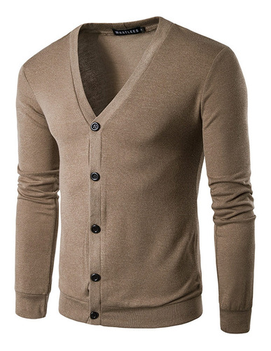 Hombre Juvenil Manga Larga Slim Fit Suéter Color Sólido V- 5