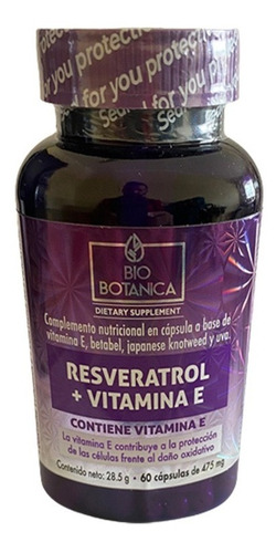 Resveratrol 950mg Por Dosis Con 60 Cápsulas + Vitamina E