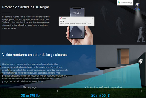 Imagen 3 de 10 de Camara Ezviz Ext H8 Pro 3k Wifi 360 Inteligencia Color 24 H