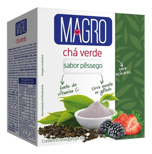 Chá Verde Sabor Pêssego Zero Açúcares Magro 8g Caixa Com 15