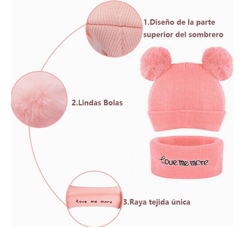 Conjunto Gorros Bufanda Bebé Redondos Oso Invierno Full