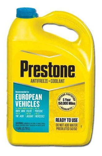 Prestone European Teal Antifreeze/coolant 50/50 3.7lt