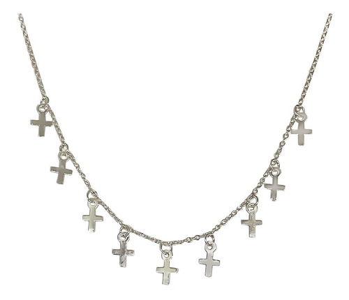 Collar Choker Cruces Plata Fina 925